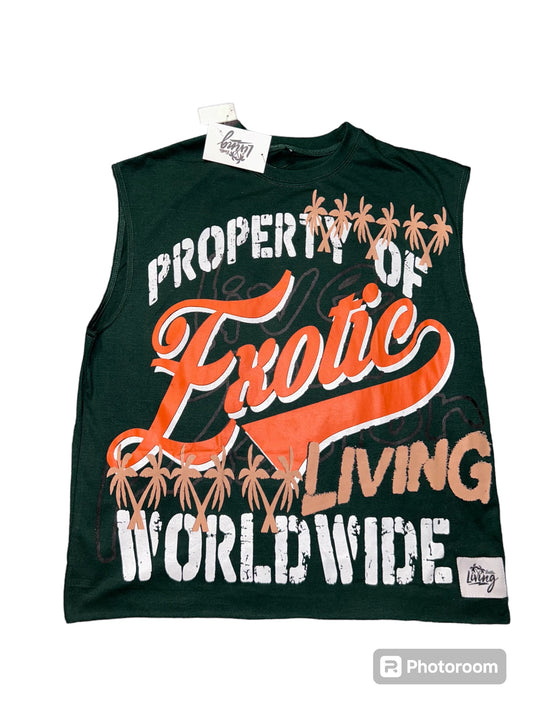 Miami Green & Orange Sleeveless Shirt